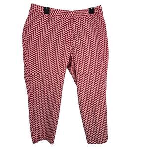 Talbots Women Hampshire Fuchsia Scallop Print Ankle Pants 16WP Coastal Preppy